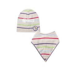 Hot Sales 2Pcs Sets Spring Baby Boys Girls Clothes Stripe Soft Cotton Hat Cap Triangle Bib