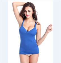 Mainland Deep V Neck Sexy Padded Tank Top Strap Crochet Cropped Tank Top Camisole Adjustable Strap Bra Tank Tops High Quality