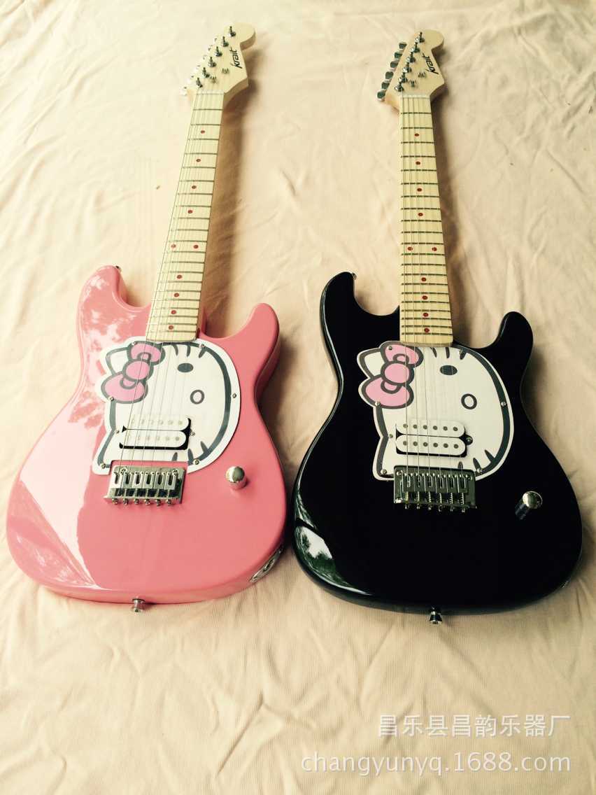 hello Kitty cute pink single children practice electric guitar design