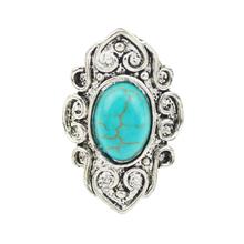 2015 Turquoise Ring For Women Antique Silver Alloy Oval Turquoise Fashion Brand Carving Edge Vintage Jewelry