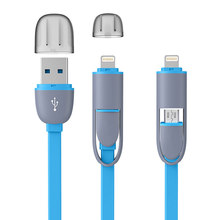 Free shipping High quality Micro usb + 8pin USB 2 in 1 Sync Data Charger Cable for iPhone 5s 6 plus ipad 4 5 For Android