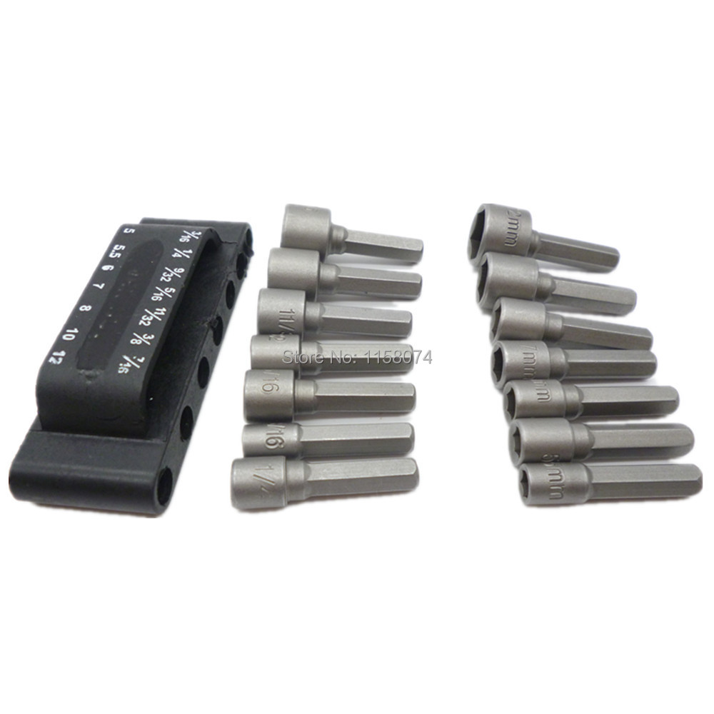 Nut Driver 14PC Set étui Noir Double Métrique /& norme SAE 1//4/" tige