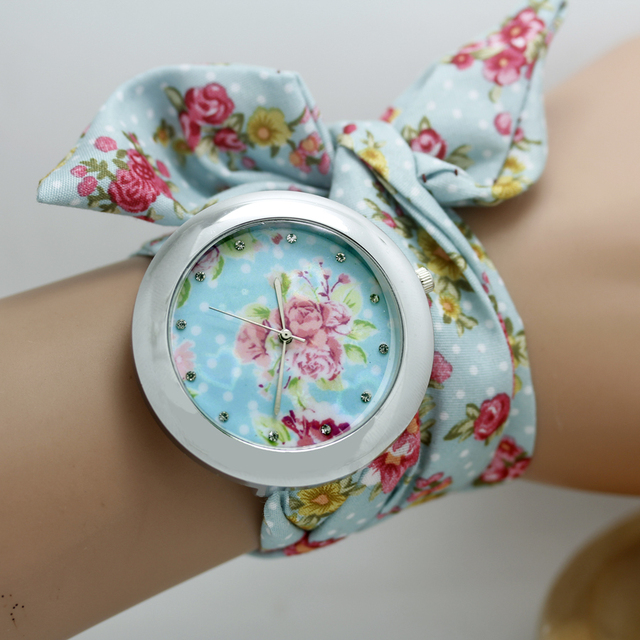 Zegarek damski długa opaska florystyczne wzory wiosenny różne kolory