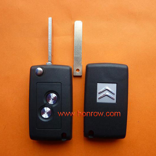 High qulity Citroen 2 button flip car remote key blank with VA2-307 key blade with free shipping