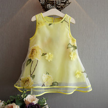 2016 summer new fashion children’s clothing baby girl Flowers gauze tutu dress girls vest dress costumes