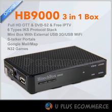 HITECHBOX 3 in 1 OTT with IPTV service DVB-S2 Receiver HB9000/ F4S BOX With Staler Portals Russia,Europe,Middle East ,Turkey