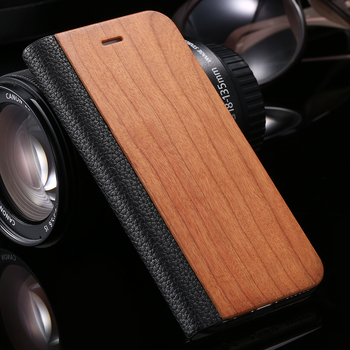 Etui portfel do iPhone 6 6S skóra PU i drewno bambusowe różne kolory