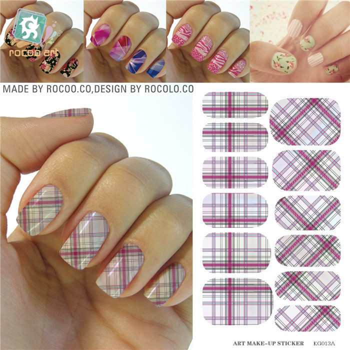 Water Transfer Design Nails Classic Pink White font b Tartan b font Stickers Manicure Styling Tools