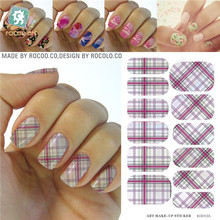 Water Transfer Design Nails Classic Pink White Tartan Stickers Manicure Styling Tools Water Film Paper Decals