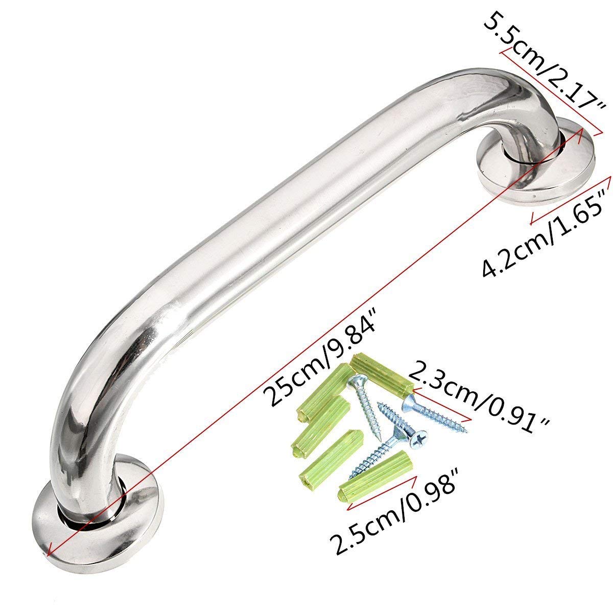 Description Picture 3 of itemBathroom Grab Bar, Bathtub Handrail Shower Safety Handle,Shower Grab Bar Elderly Helping Handle Stainless Steel Chromed 10 inch