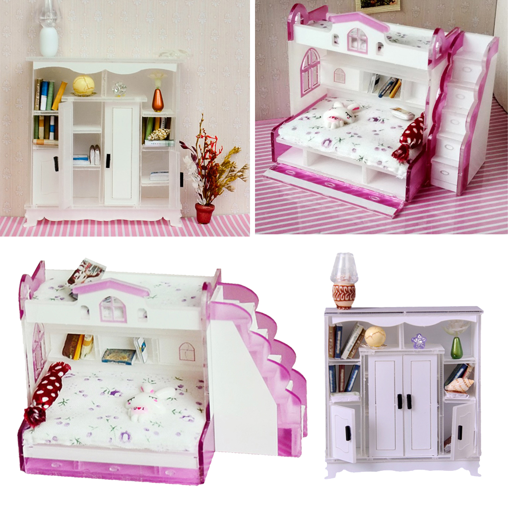 1/12 Miniatur Kinder Etagenbett Doppel Bunk Dollhouse Schlafzimmer Möbel 