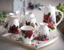 Fashion Bone China Ceramic Coffee Tea Water Cup And Pot 6 Peices Sets European High Quality