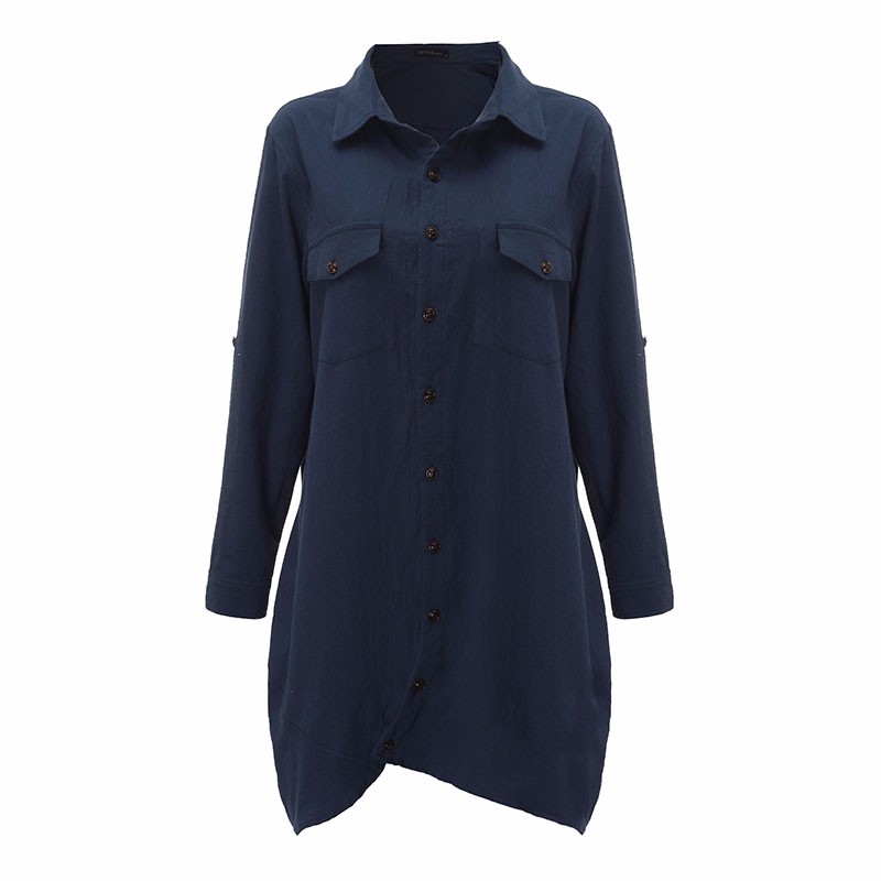 ZANZEA Fashion Women Blouses 2018 Autumn Long Sleeve Irregular Hem Cotton Shirts Casual Loose Blusas Tops Plus Size S-5XL aeProduct.getSubject()