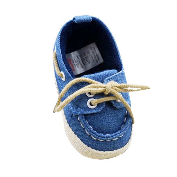 Baby Boy Girl Blue Sneakers Soft Bottom Crib Shoes Size Newborn to 18 Months