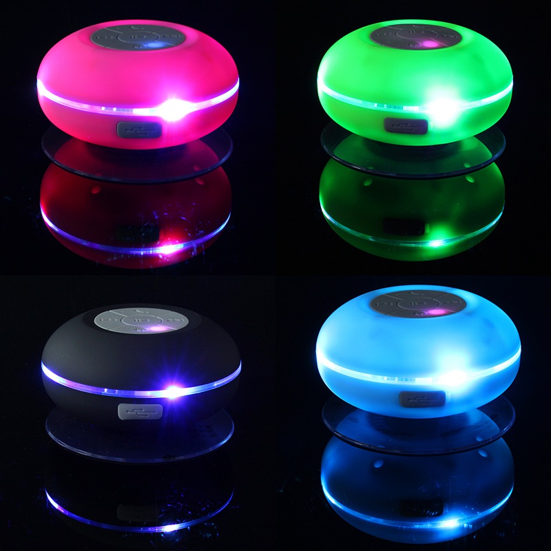 Best Price Innovation Suction Cup Colorful Handsfree Waterproof Bluetooth Shower Speaker with LED flashing light