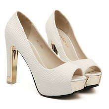 Fashion Sexy High Heel Shoes Women Pumps Classic Peep Toe Square Thick Heel Platform Shoes New