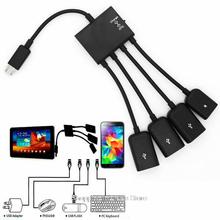 1pc High Quality 4 Port Micro USB for Android Tablet Smartphone Computer PC Power Charging OTG Hub Cable Connector Spliter