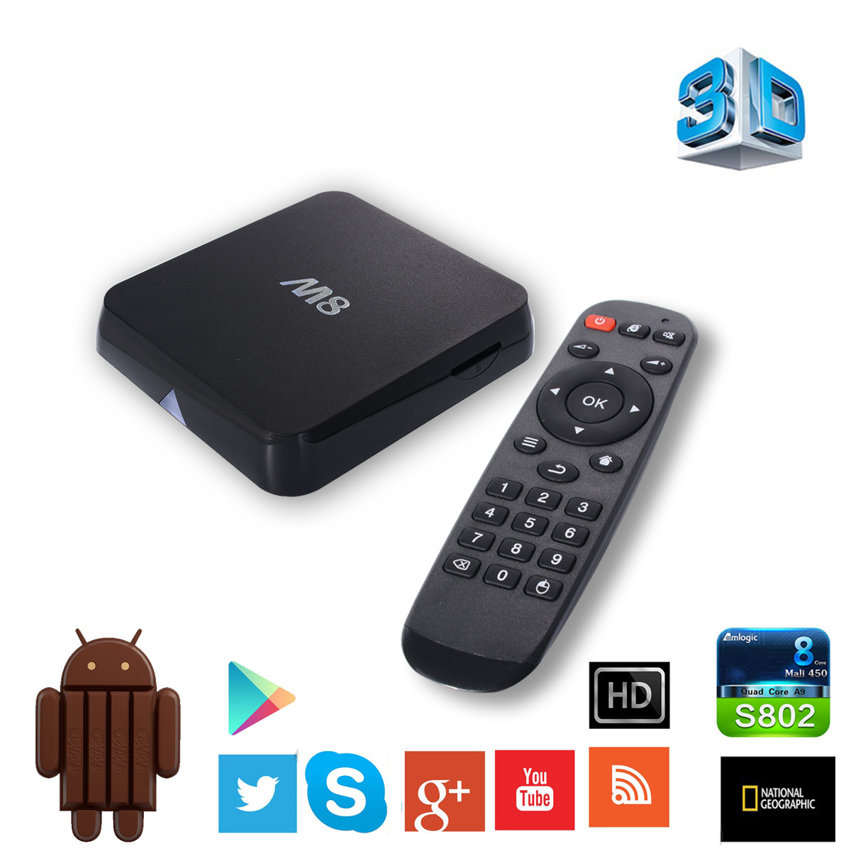 M8 Android TV Box Quad Core 8GB Smart Fully Loaded KODI Network Streamer AU AH057