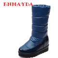 ENMAYDA Winter Women Mid calf 4 Colors Snow Boots Round toe Flats Down Big Size 34