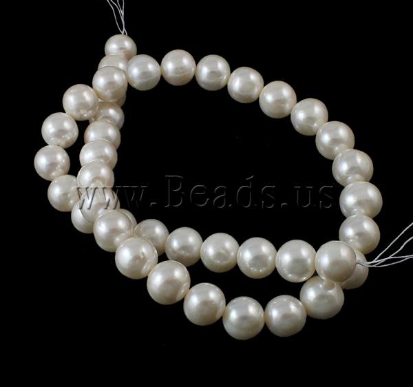 Free shipping!!!Round Cultured Freshwater Pearl Beads,Korean, natural, white, 11-12mm, Hole:Approx 0.8-1mm