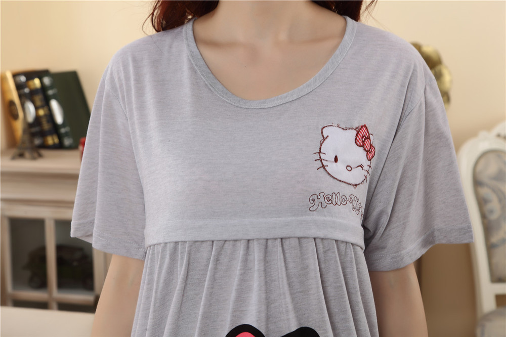 Hello kitty Gray women clothing maternity wear summer dresses for pregnant nursing clothes breast feeding maternity sleepwear 24