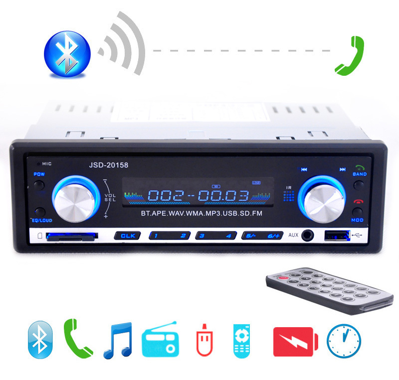 2015 New 12V Car Stereo FM Radio MP3 Audio Player Support Bluetooth Phone with USB/SD MMC Port Car Electronics In-Dash 1 DIN