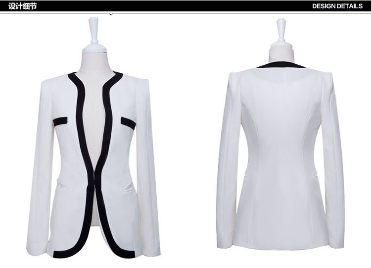 Brand Design Style Elegant Women White Black Office Blazers Single Button Jackets Ladies Long Sleeve Business Outfits Female b