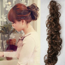 Women Clip on Dish Hair Bun Tray Ponytail Extension Hairpiece Scrunchie Wig caterpillar clockwork curl L04079
