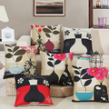 Flower Bottle Printed New Home Decorative home Cushion Throw Pillowcase 18 Vintage Cotton Linen Square Pillows