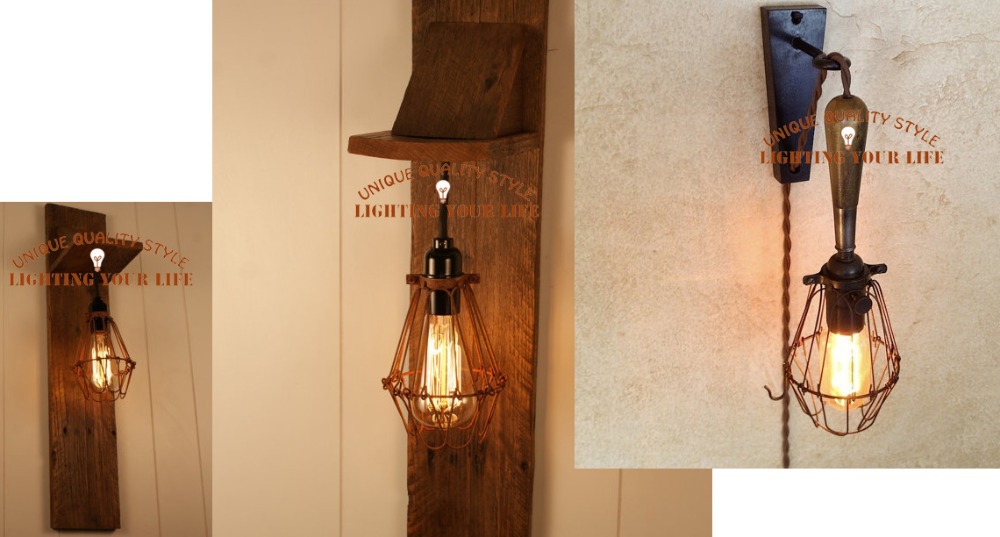 Edison Wall Lamp Cage Light Chandelier Wall Mount Fixture Trouble Lamp Sconce Vintage Industrial ...