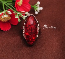 Crazy Feng Top Sale New Vintage Oval Amber Stone Retro Rings for Womens Mens Wholesale Ring