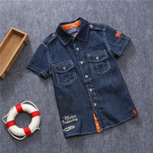 The Children Denim Shirt Trade Boy Cotton Short Sleeved Jacket In Summer 2016 Europe Style Kids Outerwear Children Denim Shirt