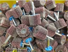 Free shipping of 10pcs/set 80# grit 15*6MM mini flap discs wheels with handle for angel grinder steel metal polishing sanding