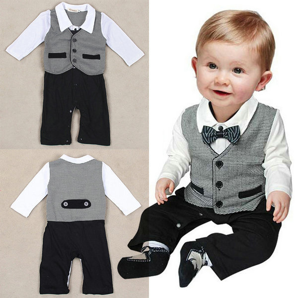 Kids Baby Cotton Gentleman Romper Jumpsuit Bodysuit Boy Clothes Outfit 1 3M Cute