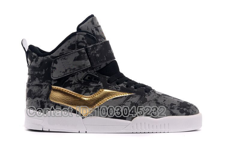 Wholesale Justin Bieber Supring Black Gray Gold Army Camouflage High Top Skate Shoes_5