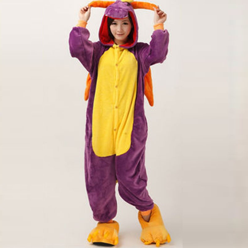 Purple-Dragon-Flannel-Anime-Pijama-Cartoon-Cosplay-Warm-Hood-Loungewear-Adult-Unisex-Homewear-Cute-Onesies-Animal