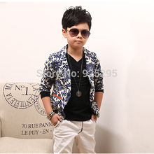 Fashion Kids Boys Suit Coat Clothes Blue and white Porcelain Printed Suit Costume 2-6Y Free shipping