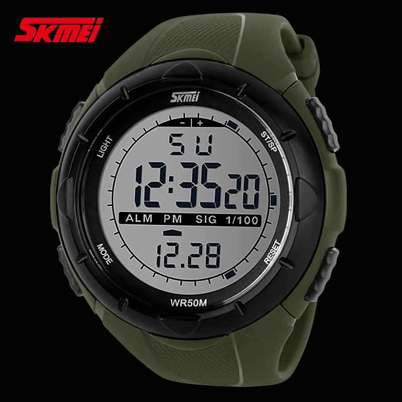fashion Men LCD Digital Stopwatch Date 50M waterproof Rubber Outside sport wrist Watch L05618