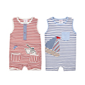 Moms Care Baby Striped Rompers 100 Cotton Sleeveless Wtih Pockets Baby Wear Summer Infant Jumpsuit Boys