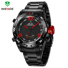 Reloj para hombre WEIDE reloj de acero llena de alarma fecha día LED deporte relojes hombres de cuarzo resistente al agua reloj Relogio Masculino