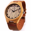 2016 top brand Europe new popular men women Natural bamboo wooden watches quartz Watch leather strap
