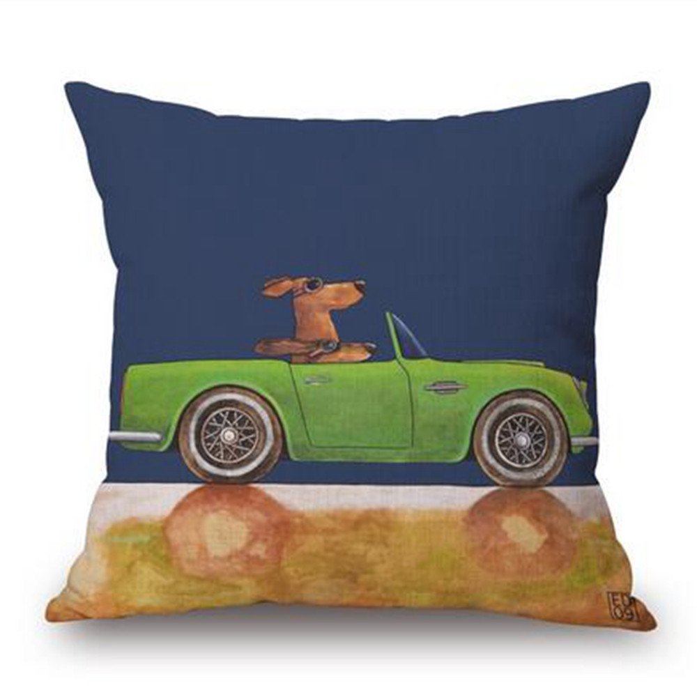 Nordic cartoon pillow vintage linen cotton cushions cushion pillowcases bus rental decorative ...