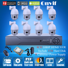 1080P HD Zoom Varifocal 4.7-94mm Dome Surveillance PTZ Camera Onvfi H.264 Video Recorder 8CH NVR Security CCTV System 3TB HDD