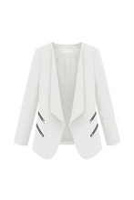 DSGS 5 x (Vintage Women Basic Slim Suit Foldable Blazer Slim Fit Jacket Cardigan Outwear White XL