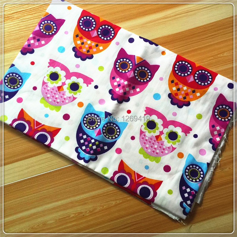 2015New!150*50cm Colour Owl Print Dot Cotton Fabric Tilda DIY Craft Tissue To Patchwork Sewing Bedding Baby Toy Quilting Textile