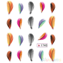 Colorful Womens Beauty Leopard Water Transfer Nail Art Stickers Tips Feather Decals 1Q8C