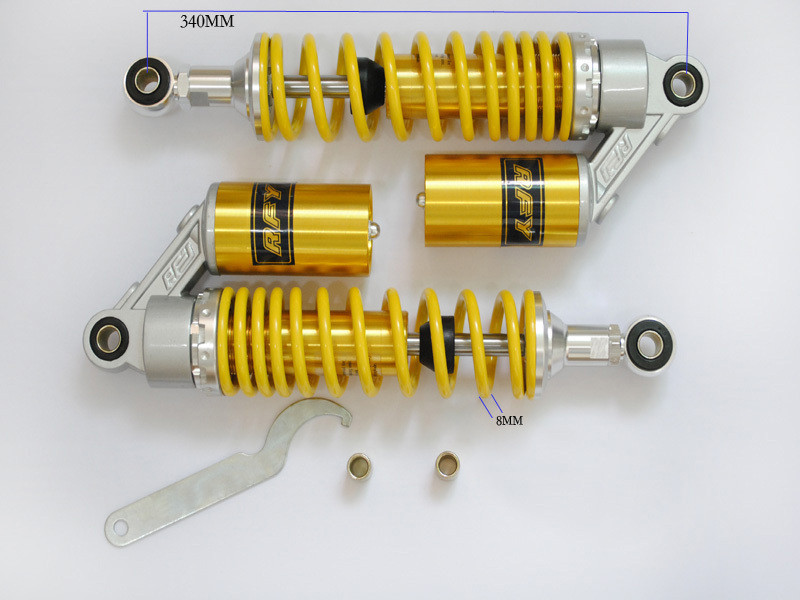340mm RFY Air Shock Absorbers For Yamaha VMAX Suzuki GS500 Honda CB 500 yellow