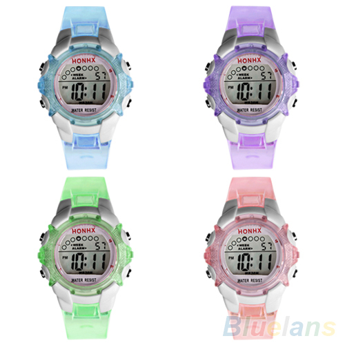 Adorable Boys Girls Digital LED Quartz Alarm Date Waterproof Sports Wrist Watch 2KJZ