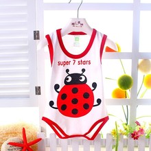 2015 hot sell high quality baby bodysuit newborn clothing sleeveless summer style cartoon animal kids outfits