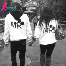 Modno High Quality 2015 Autumn Winter Fashion Print MR and MRS Lovers Hoody Couples Sweatshirts